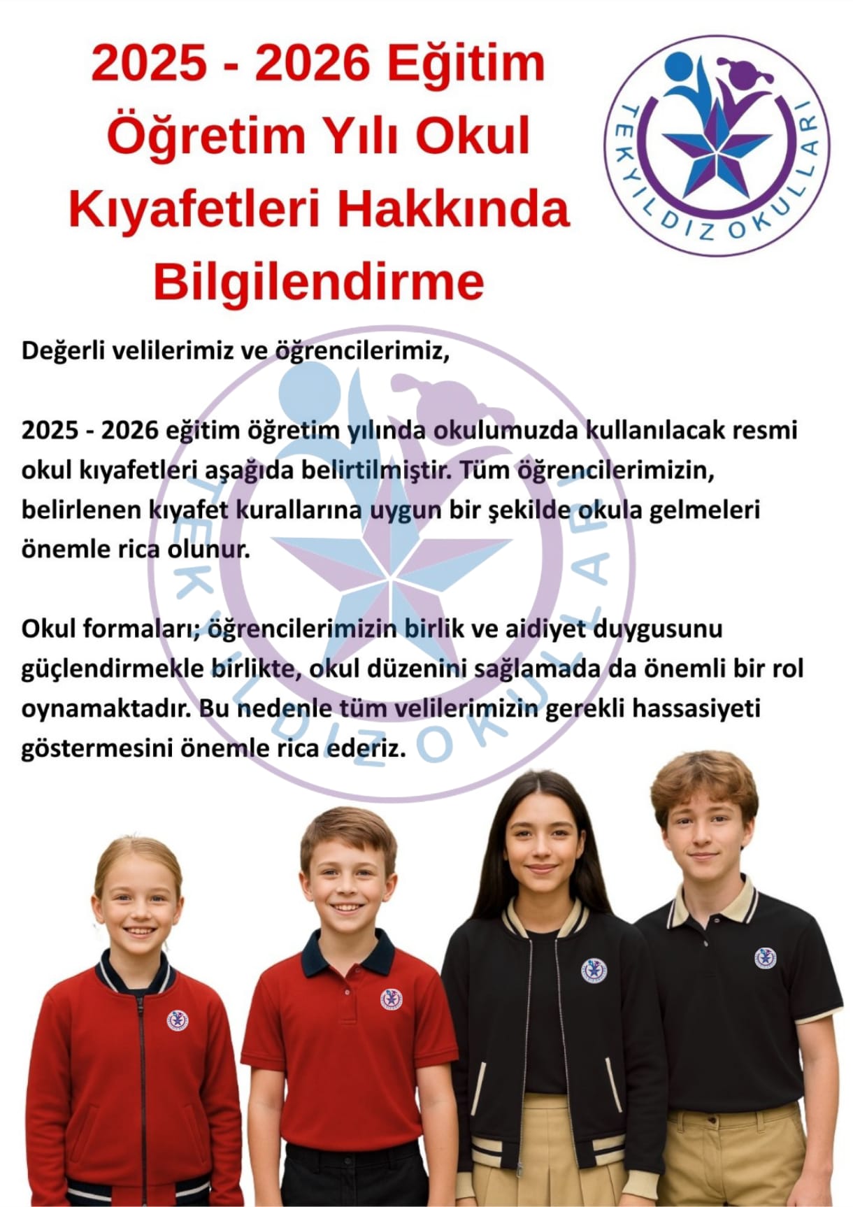 2025 - 2026 EĞİTİM ÖĞRETİM YILI OKUL KIYAFETLERİ HAKKINDA BİLGİLENDİRME 